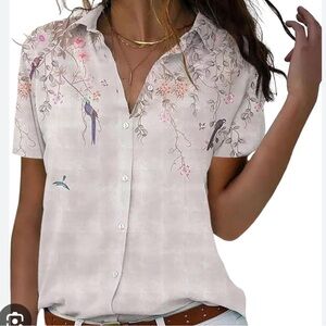 Lomaiiest Floral Button-Up Shirt in Light Purple